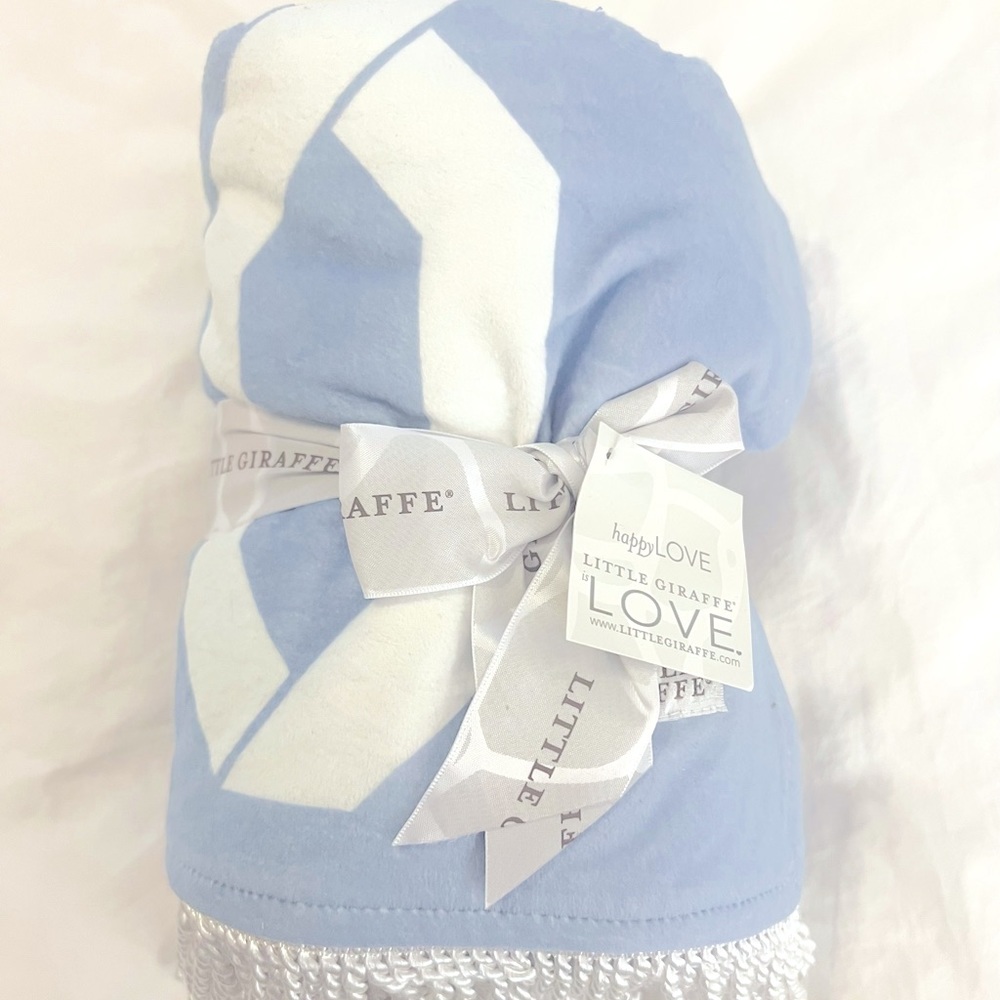 NWT Little Giraffe Bliss Windowpane blue baby blanket